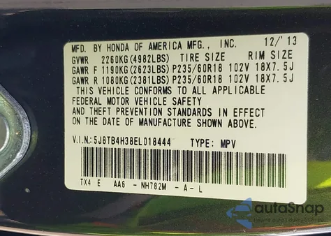 2014 Acura Rdx z USA, uszkodzony, nr VIN 5J8TB4H38EL018444